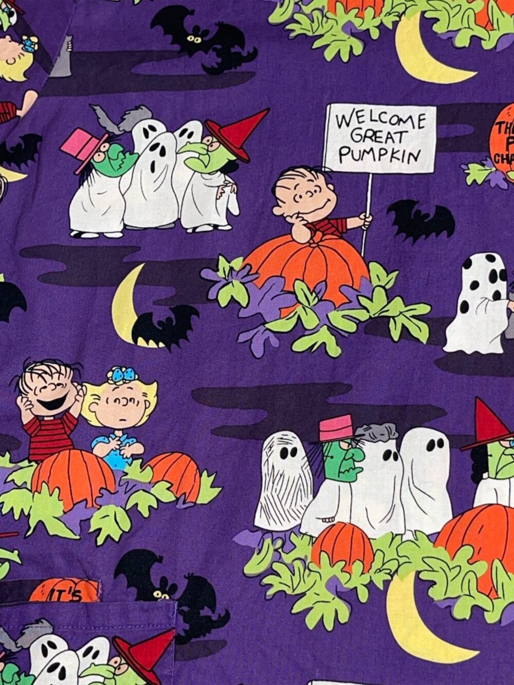 PEANUTS Womens Scrub Top Halloween Great Pumpkin Charlie Brown Plus Sz 2X Purple - Picture 7 of 10